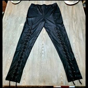 Jet Black Sexy Back Lace up Tie Leggings